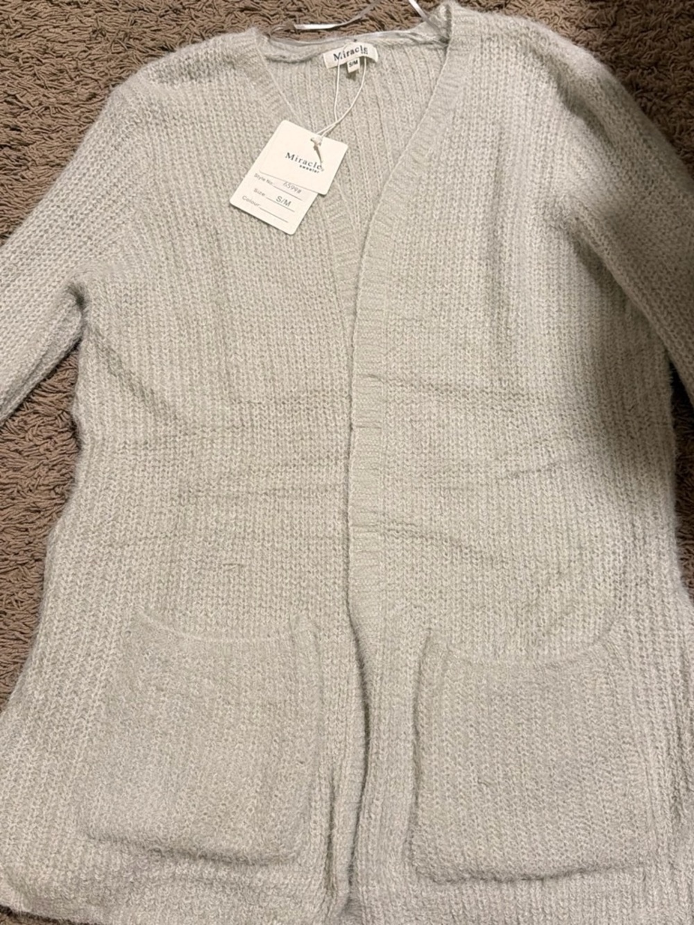 Miracle Blankets Women's Light Gray Open-Front Knit Cardigan